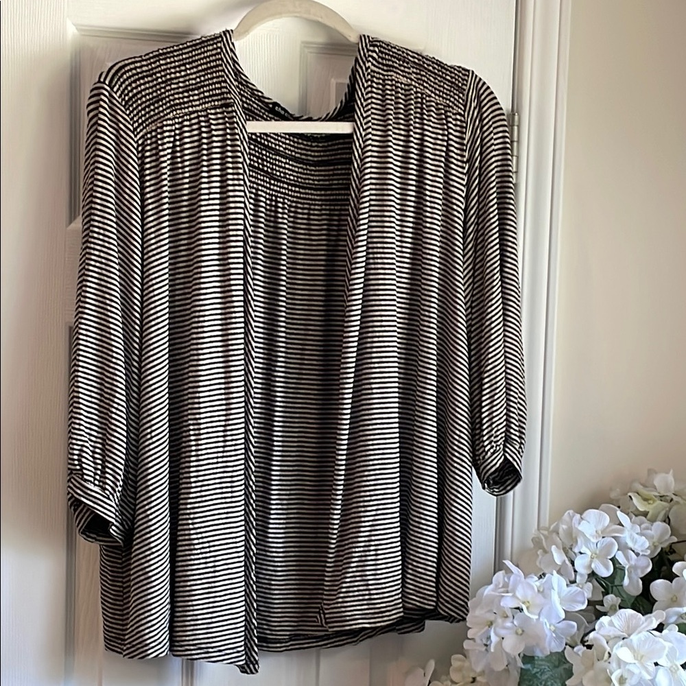 Jersey French Styled Striped Soft Chic Blouse